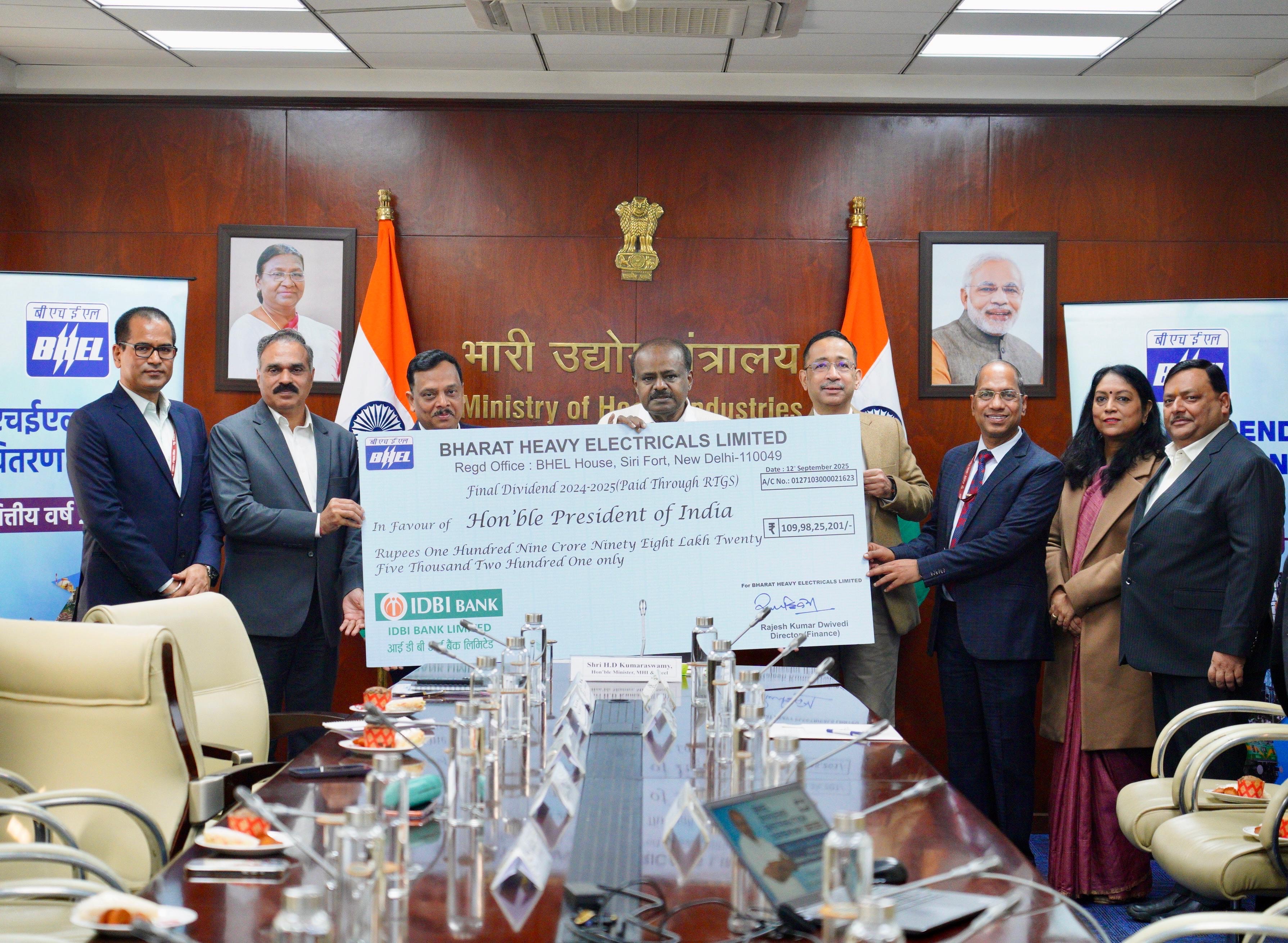 BHEL pays Rs. 109.98 Crore Final Dividend